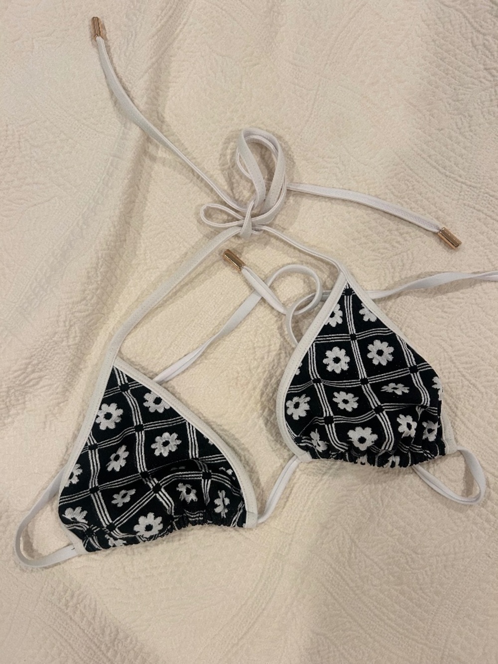 Black and white bikini top